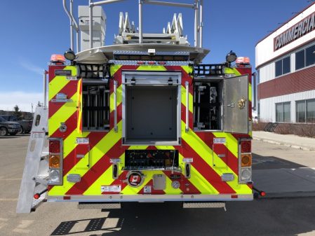 Back of Drumheller fire department apparatus