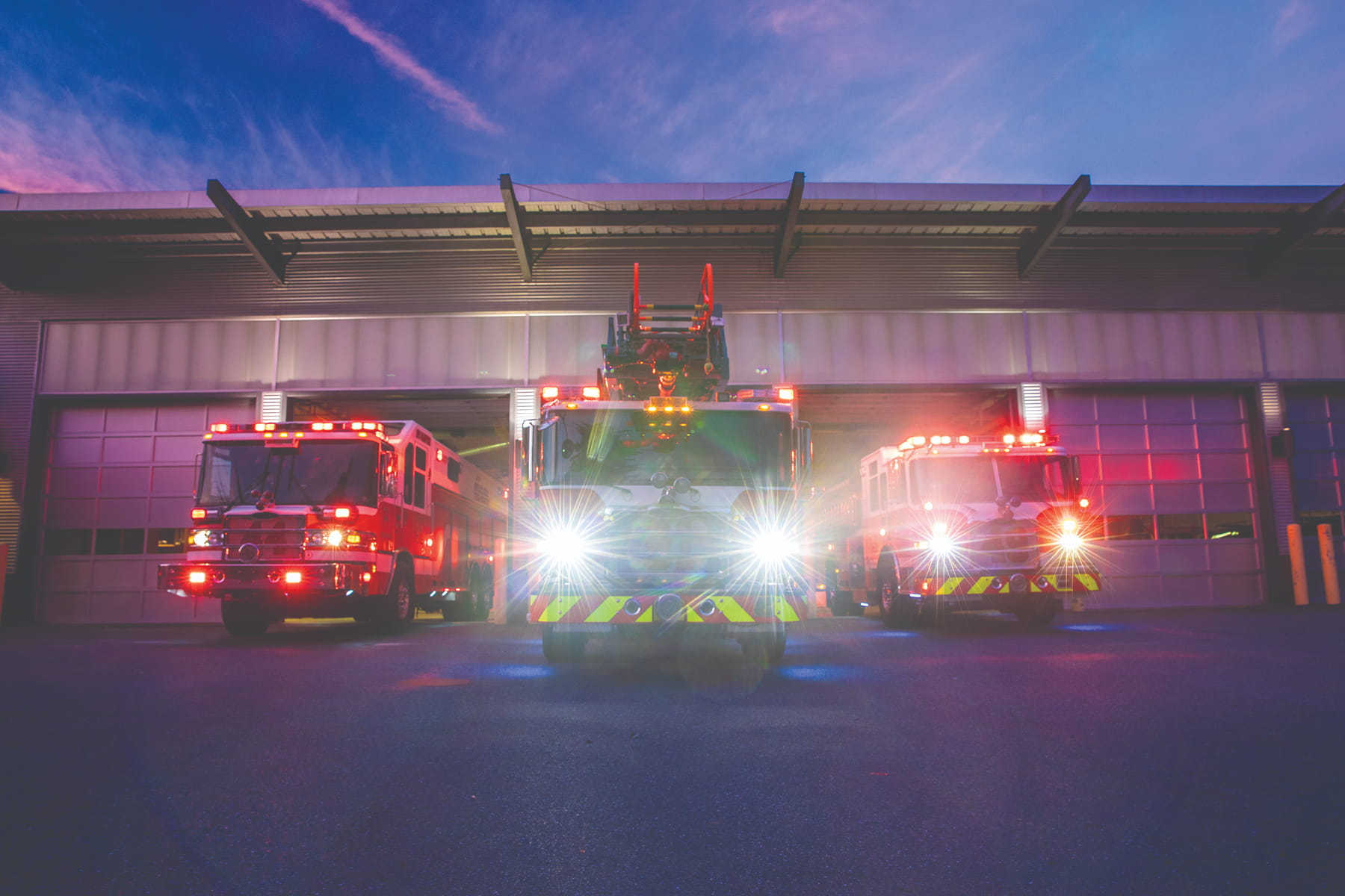 Emergency Trucks at night